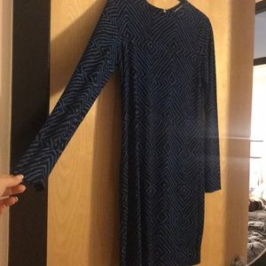 Michael Kors Black and Blue Long Sleeve Dress
